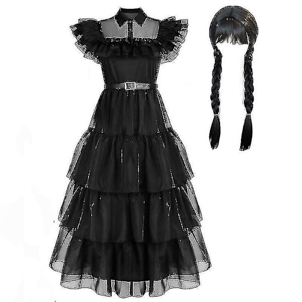 2023 onsdag Addams Cosplay set Halloween kostym Karnevalsfest förklädd för vuxna flickor Without wig M