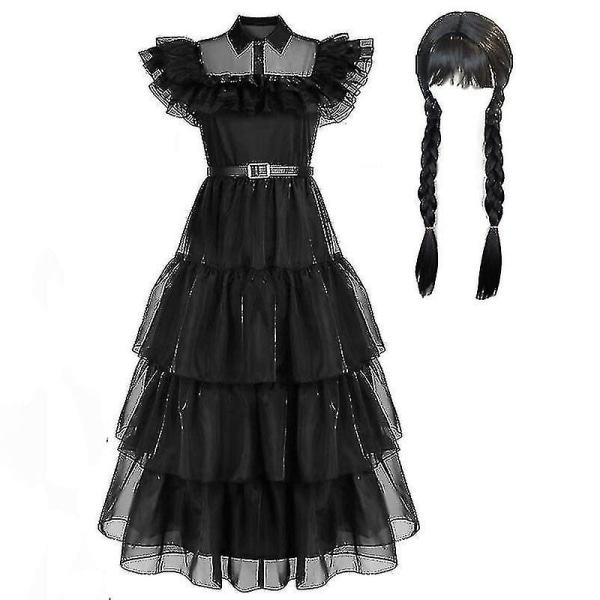 2023 onsdag Addams Cosplay set Halloween kostym Karnevalsfest förklädd för vuxna flickor Without wig XS
