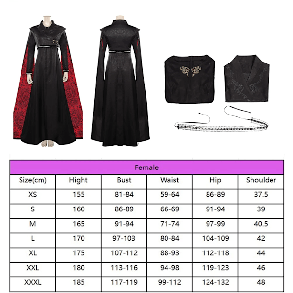 Kvinnor COS Targaryen Daemon Cosplay Kostym Rhaenyra Fantasy Robe Vuxen Rock Klänning Outfits Halloween Karneval Fest Klänning XXXL Style C