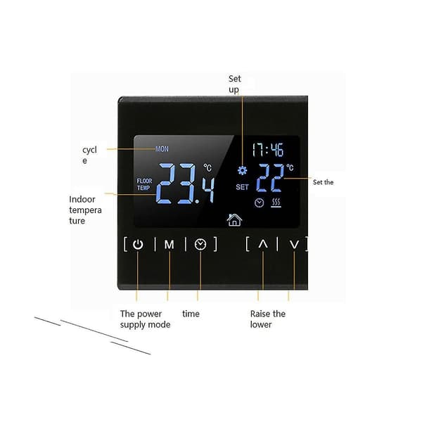 Lcd pekskärm termostat Programmerbar elektrisk golvvärmesystem Termoregulator AC 85-250v(bl null none