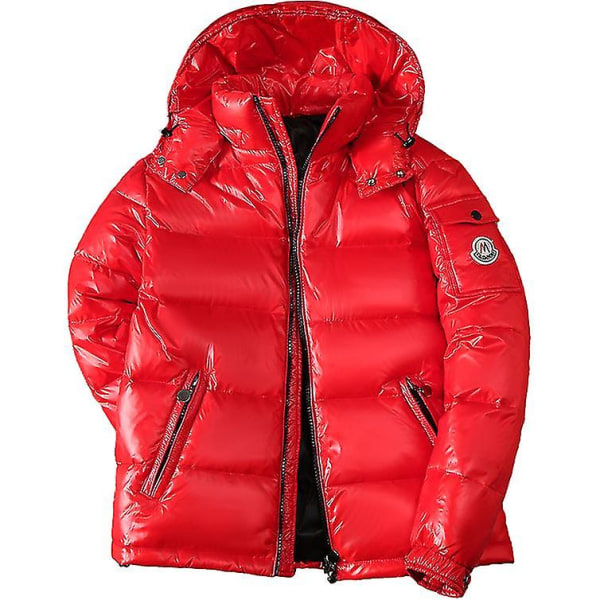 Herr Shiny Down Jacket Herr Vinterjacka Ståkrage Dunjacka Med Hoodbest Present Till Jul Red 3XL