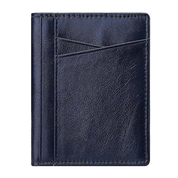 Män Kvinnor Smal Kreditkortsfodral Case Liten läderplånbok med ID-fönster, 8,5*10,5 cm blue