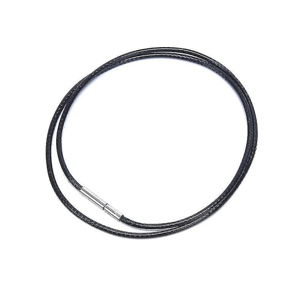 Svart vax lädersnöre Rostfritt stål Vridspänne Halsband Choker Rope Smycken S 1.5MM