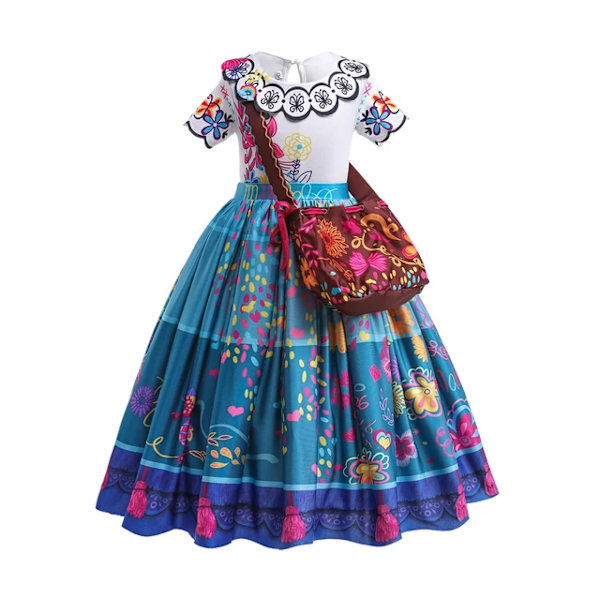 Blomster Encanto Kostym Isabella Charm Klänning Flickprinsessklänning Fantasy Fest Barnkläder 12 4T(Size 110)
