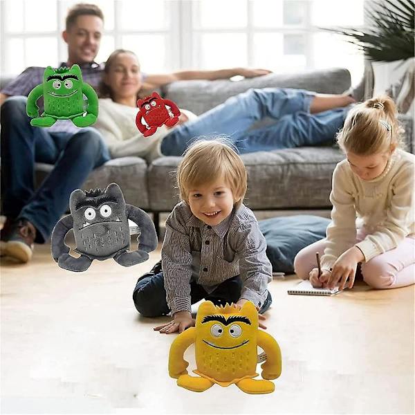 Monster plyschleksaker, min känslomässiga lilla monster tecknad docka, blå/röd monster plysch leksak, färg plysch docka set-1 set null none