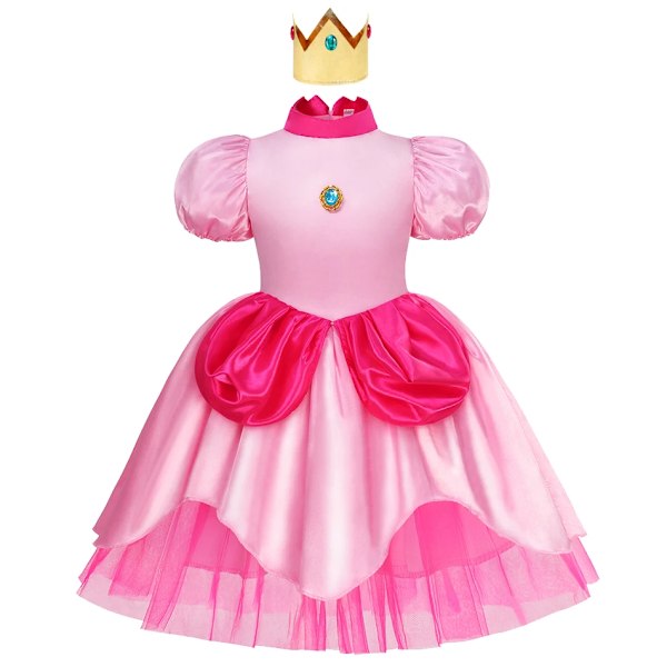 Ny babyflicka drottning persika prinsessa klänning barn cosplay kostym barn födelsedag karneval fest outfit scenframträdande kläder Dress B Sets01 5-6T (130)