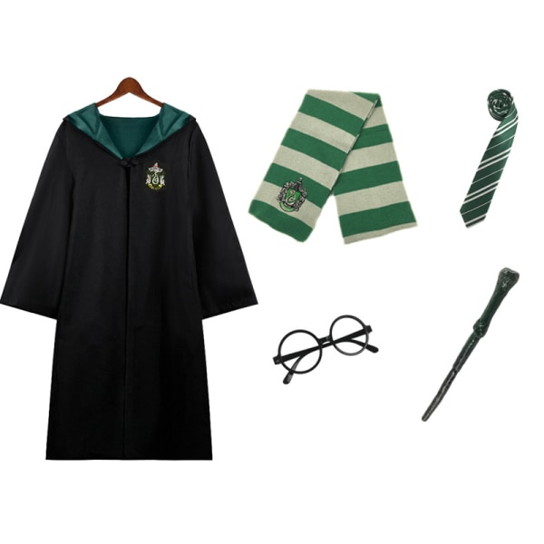 Harry Potter magiska dräkt Slytherin femdelad set Vuxen XL