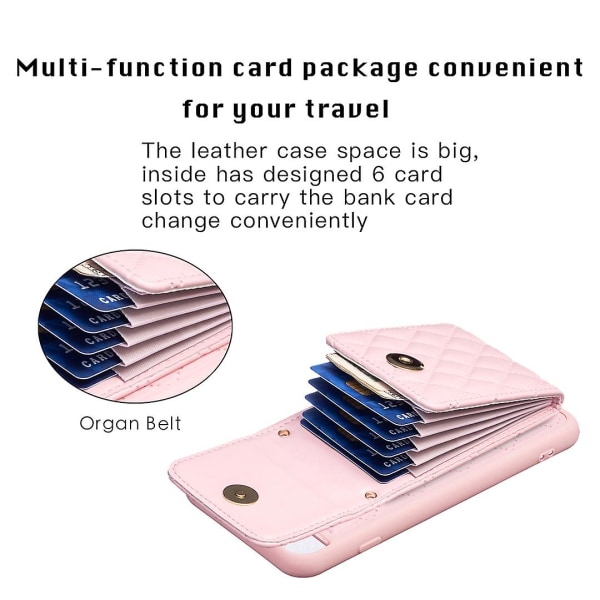 Bf22-stil för Iphone 6 Plus / 6s Plus / 7 Plus / 8 Plus Kickstand Läder+tpu- case Korthållare Cover Pink