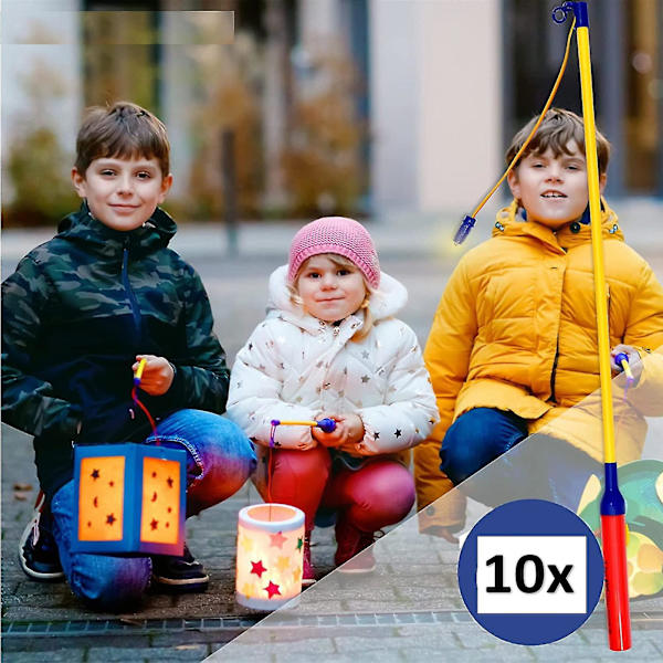 10x Lykta Stick För Barn Lyktor För St 40 Cm In Set Lykta Med Stång Och Lätt Elektrisk Batteridriven null none