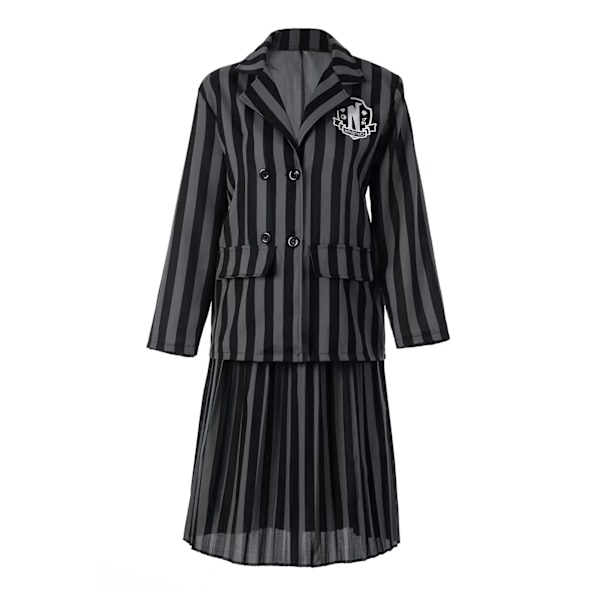 Wednesday Addams Cosplay Familjekostym Vuxna Barn Nevermore Skola Uniform Jacka Kjol Kostym för Kvinnor Halloween Festkläder One Size Full set 4 kids