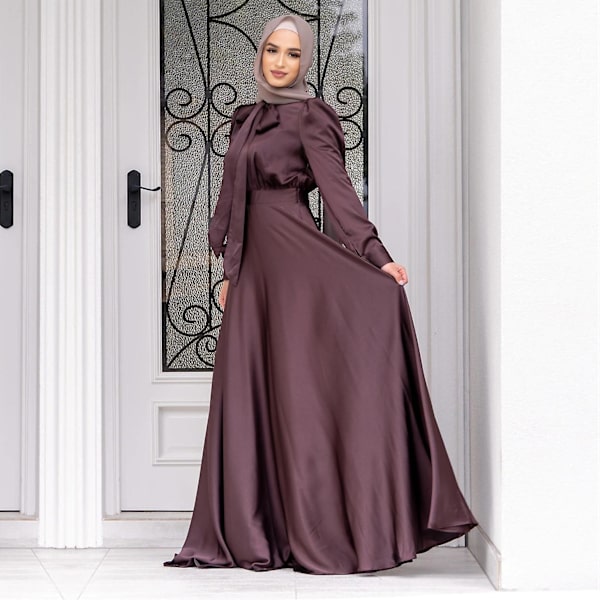 Abaya Kvinnor Kläder Big Hem Satin Lyx Silke Robes För Damer Traditionella Festival Kläder Islamiska Kläder Endast abaya2 XXL