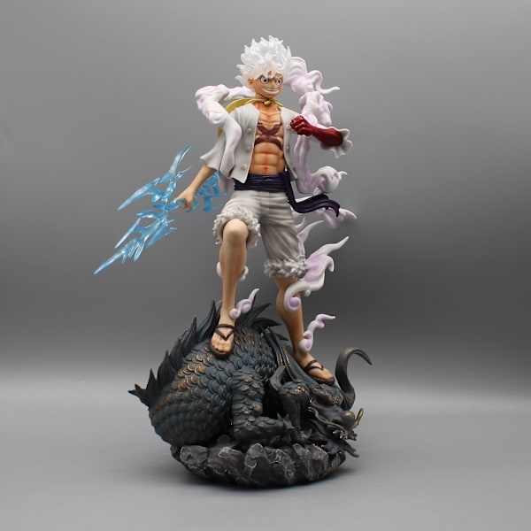 One Piece Luffy Gear 5 Anime Figur Sun God Nika 17cm Pvc Action Staty Staty Samlarobjekt Modell Dockleksaker För Barn Present C with box 34cm A with led