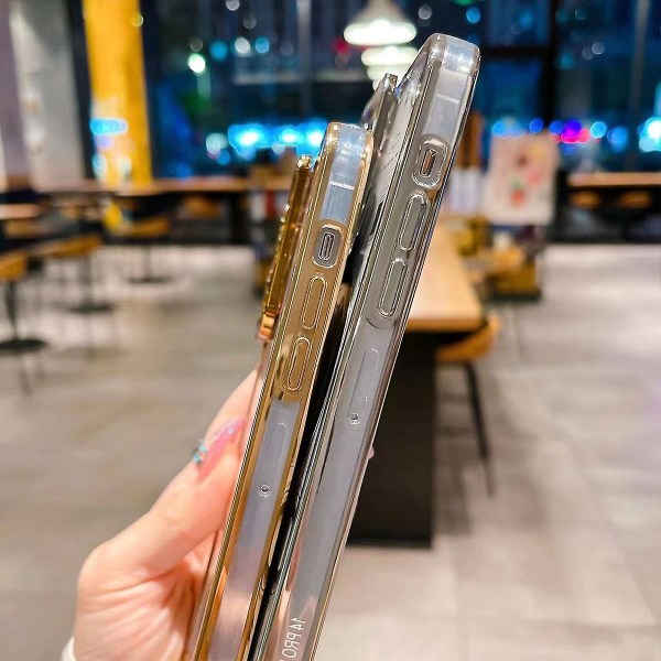 Magsafe Clear Case kompatibelt med Iphone 15 Pro Max, mjuk TPU-plätering Stötsäkert cover med linsskyddsstativ Gold For iPhone 15 Pro Max