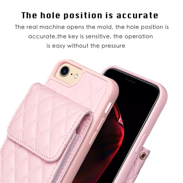 Bf22-stil case för Iphone 6 / 6s / 7 / 8 / Se (2020) / Se (2022) Kickstand Pu läderbelagd Tpu cover Pink