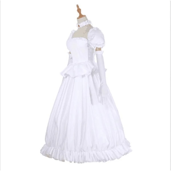 Booette King Boo Cosplay Kostym Prinsessa Koopa Vit Klänning med Handskar Lolita Halloween Karneval Klänning Lång Silver Rak Wi S Costume