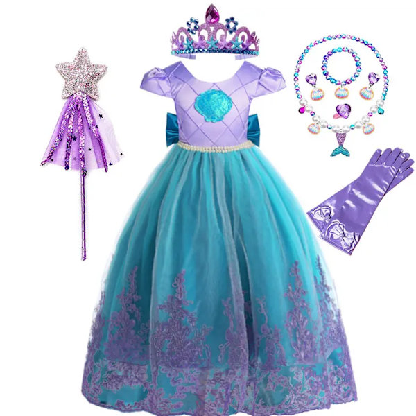 2024 Disney Flickor Födelsedag Sjöjungfru Skal Klänning Barn Jul Bal Klänning Ariel Kostym Halloween Cosplay Prinsessa Siren Robe DRESS 03 4T(120)