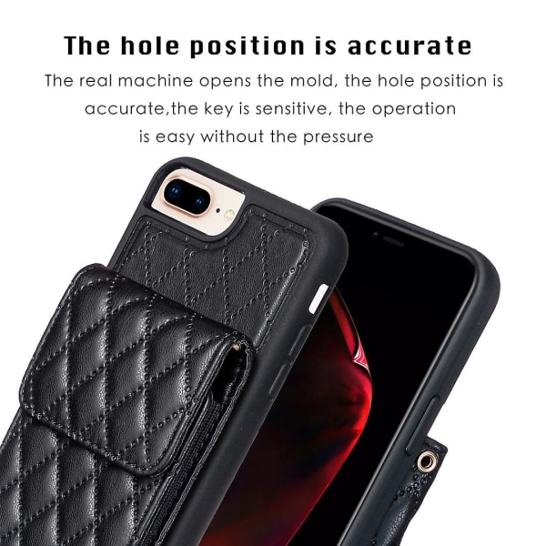 Bf22-stil för Iphone 6 Plus / 6s Plus / 7 Plus / 8 Plus Kickstand Läder+tpu- case Korthållare Cover Black