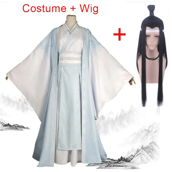 Wei Wuxian/Lan Wangji Cosplay-dräkter Ancient Mo Dao Zu Shi Grandmaster of Demonic Cultivation Halloween-dräkt Peruker C89K223 L Lan Wangji and wig