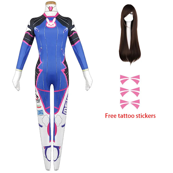 Dva Cosplay Kostym Bodysuit Zenti Spel Kvinnor Sexig Vuxen Jumpsuits Dva Peruk Leksakspistol Hörlurar Halloween Festkläder Kläder 165 style B