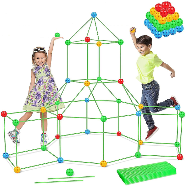 87st Kids Fort Building Kit Slott Tunnel Tält Gör det själv Montering Byggleksaker För Barn Utomhusaktiviteter Set Present null none