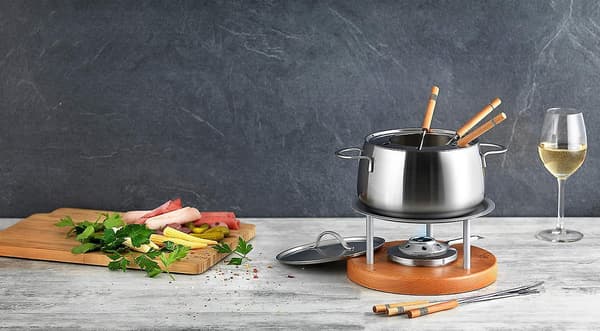 Ostfondue gafflar bambu 6 delar, rostfritt stål, silver/brun, 26,5 x 1,5 x 1,5 cm null none