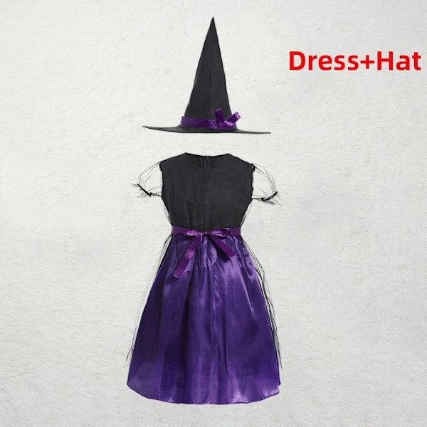 Barn Häxa Kostym Flickor Saga Trollkarl Klänning Barn Halloween Pumpa Kläder Baby Fladdermus Spindel Fest Cosplay Outfit 2-15T DV16C0 4-5 Years
