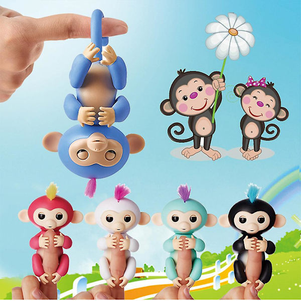Actionfigur Glad Monkey Finger Baby Monkey Elektronisk Husdjur Barn Fingertop Monkey Smart Pet Interaktiv Leksak För Barn Present deep blue