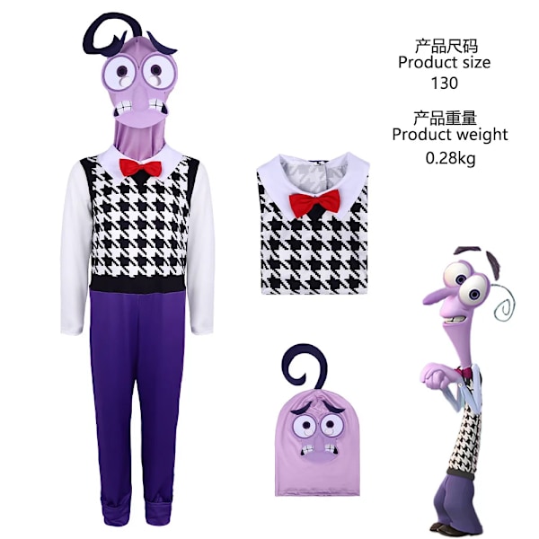 Inside Out Disgust Joy Cosplay Kostym Kvinnor Klänning Uniform Dräkt Halloween Karneval Fest Rollspel Full Set för Vuxna Barn Cos 140 Fear