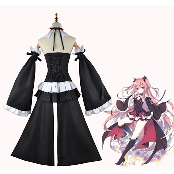 Krul Tepes Cosplay Kostym Anime Seraph of The End Owari No Seraph Krul Tepes Cosplay Peruk Häxa Vampyr Klänning Halloween Kläder M Only Wig