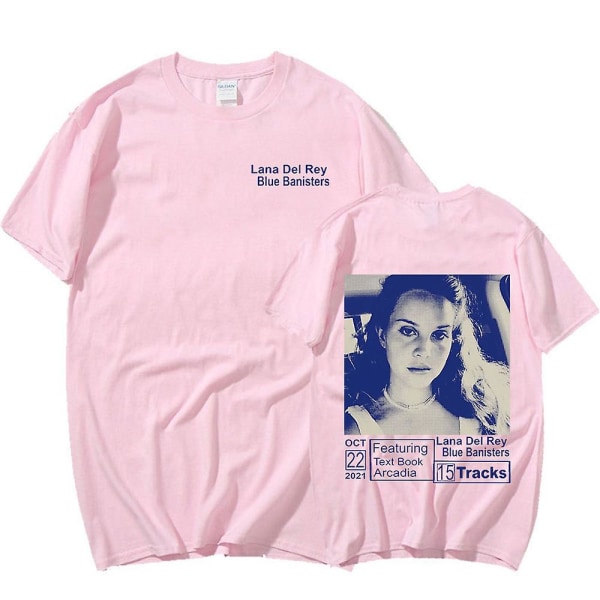 Sångerska Lana Del Rey T-shirt Blå räcken Musikalbum Kortärmade Grafiska T-shirts Vintage Harajuku T-shirts Streetwear Unisex Gray S