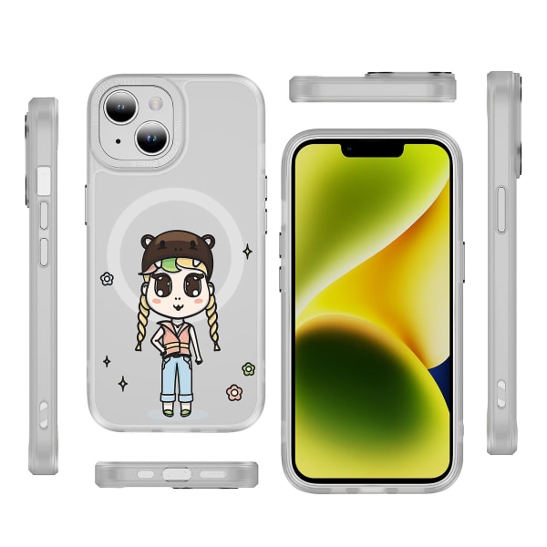Creative Painted Pattern Matte Hudvänlig Magsafe Magnetic Phone Case Lämplig för Iphone och andra modeller Style G Transparent Black Ypcx
