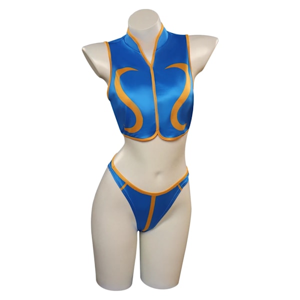 Chun Li Cosplay Kostym Spel Fighter AKI Klänning Jamie Jumpsuit Baddräkt Rock Kvinnlig Baddräkt SF Kvinnor Outfit Halloween Fest Sui M Costume H