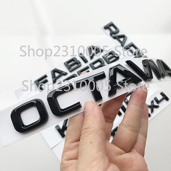 Abs Bokstäver Emblem Logotyp För Skoda Octavia 4x4 230 Tsi Bil Bagagelucka Namnskylt Fram Bak Rund Badge Sticker 80mm 90mm 100mm Ny chrome silver S K O D A-short lid