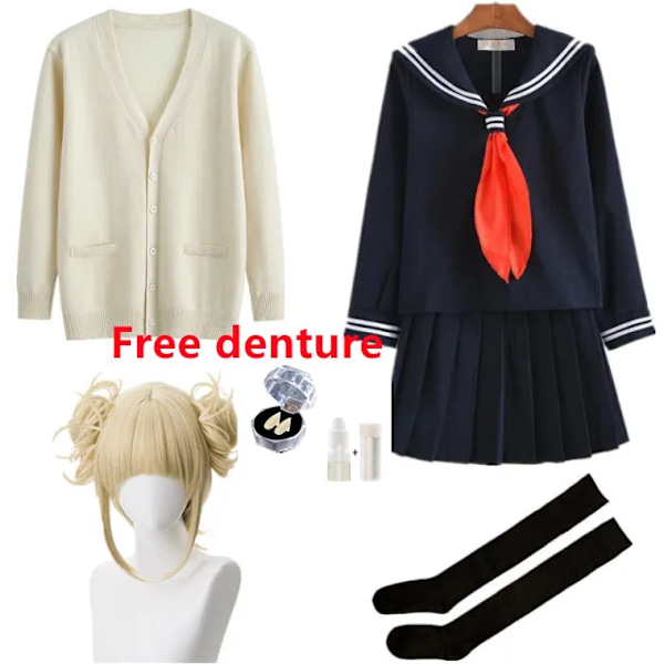 Anime My Hero Academia Himiko Toga Cosplay Kostym JK Uniform Kjolar Tröja Kappa Halloween Jul Kläder Kvinnor M 8