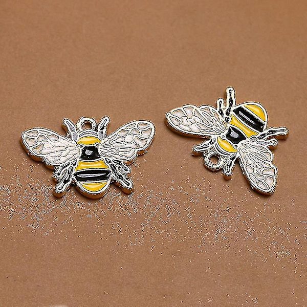 10 st Little Bee Halsband Hängen Legering Berlocker Smyckenstillbehör för gör-det-själv hantverk (gyllene)