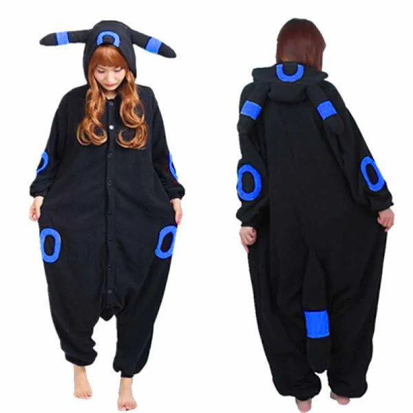 Kigurumi Vuxen Anime Cosplay Kostym Svart Umbreon Onesie Unisex Cartoon Tvättibjörn Pyjamas Fest För Kvinnlig Manlig M WHITE
