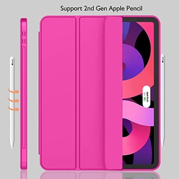 iMieet New iPad Air 5th Generation Case 2022/iPad Air 4th Generation Case 2020 10,9 tum med pennhållare [Support Touch ID och iPad 2nd P New Rose Red