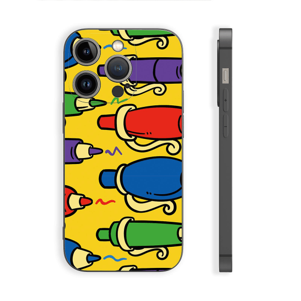 Enkelt tecknat mönster Tryckdesign Flexibeltpurubber Stötsäker mobiltelefon Caseiphone 15 Caseseries Stylesiblackypdt2804