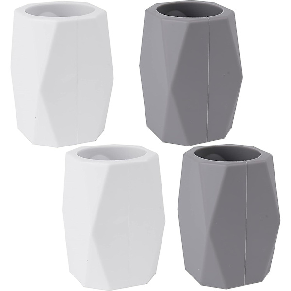 4-pack pennhållare i silikon, pennhållare för skrivbord, geometrisk sminkborsthållare, kreativ design pennkopp för kontorsskola, hem null none