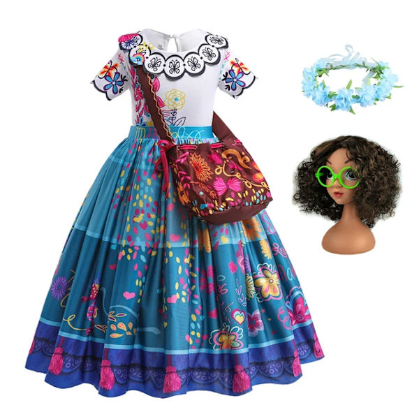 Blomster Encanto Kostym Isabella Charm Klänning Flicka Prinsessklänning Fantasy Fest Barnkläder 13 4T(Size 110)
