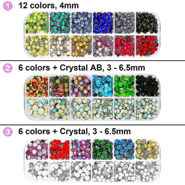 Rhinestone Setter, Applicator Toolkit, Hot Fixed Wand Bedazzler Kit, 4080st, Ab Crystal, Clear, 14 färger, 7 tips, 4 Gems storlekar, pincett, null none