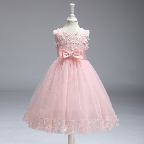 Barnkläder Flickor Bowknot Princess Dress Paljett Bröllopsklänning Flesh pink 10/130cm