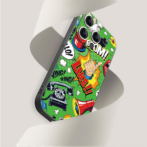 Enkelt tecknat mönster Tryckdesign Flexibeltpurubber Stötsäker Mobiltelefon Caseiphone 15 Caseseries Styleskwhiteypdt2783