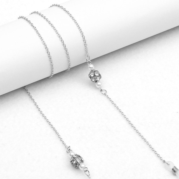 Guldpläterade smycken glasögon hängande kedja färgglad mask kedja Net Red Lantern - Silver
