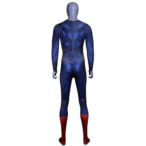 Superhjälte Superman Cosplay Bodysuit Kostym med Cape Men Jumpsuit Halloween Party Outfit För Vuxna S