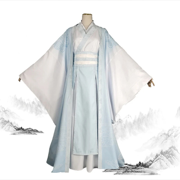 Wei Wuxian/Lan Wangji Cosplay-dräkter Ancient Mo Dao Zu Shi Grandmaster of Demonic Cultivation Halloween-dräkt Peruker C89K223 L Lan Wangji and wig