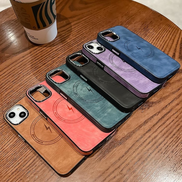 Magsafe läder mjukt cover Stötsäkert skyddande phone case för Iphone 15 Pro Max Blue