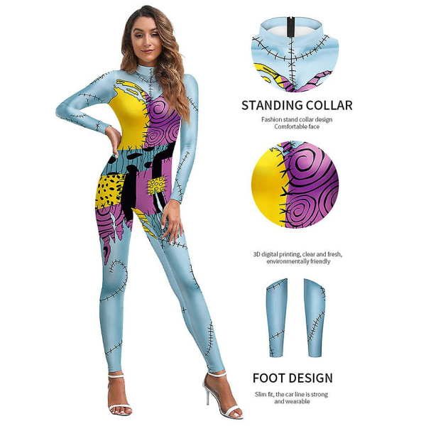 Halloween Womens The Nightmare Before Christmas Jumpsuit Cosplay Sally Costume B S