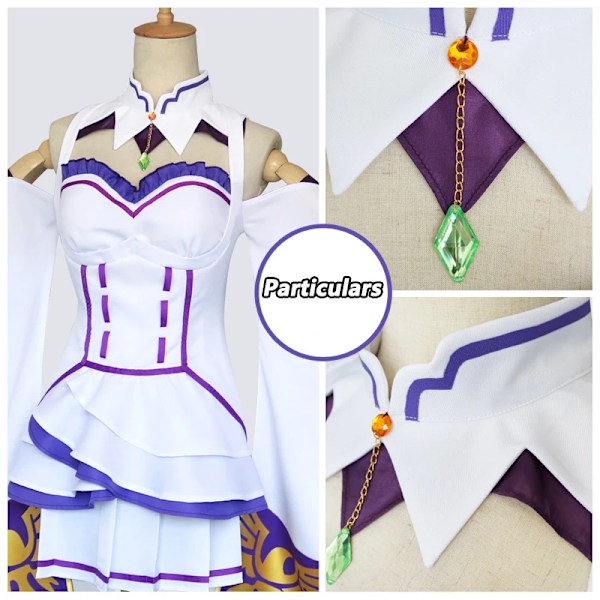 Anime Emilia Cosplay Rezero Kostym Dockor Re Zero Emilia Cosplay Kostym Kappa Dockor Peruk Kvinnor Klänning Halloween Kostymer för Kvinnor XXL Wig