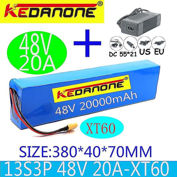 48v 20ah 1000watt 13s3p 18650 Batteripaket Mh1 54.6v Elcykel E-cykel Batteri Scooter Med 25a Urladdning Bms Med Laddare null none